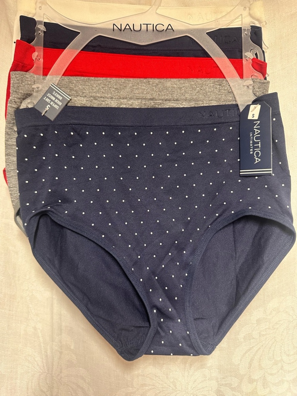Nautica Super Soft High Waist Briefs 5 Pack 2 Polka Dot 3 Solid  Size Small NWT